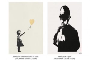 英国街头艺术家班克斯的《带气球的女孩》即将拍卖